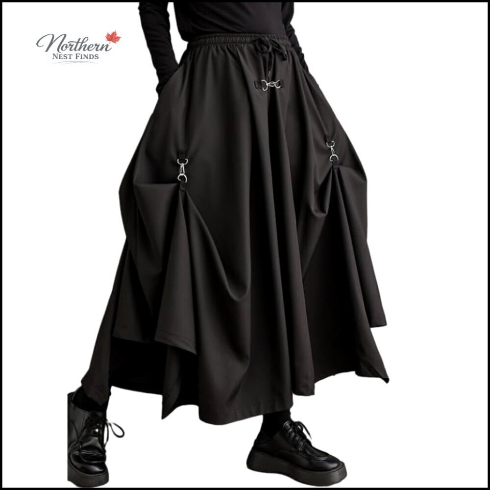 Oversized Drop Crotch Harem Pants, Elastic Drawstring Waist, Cotton Polyester